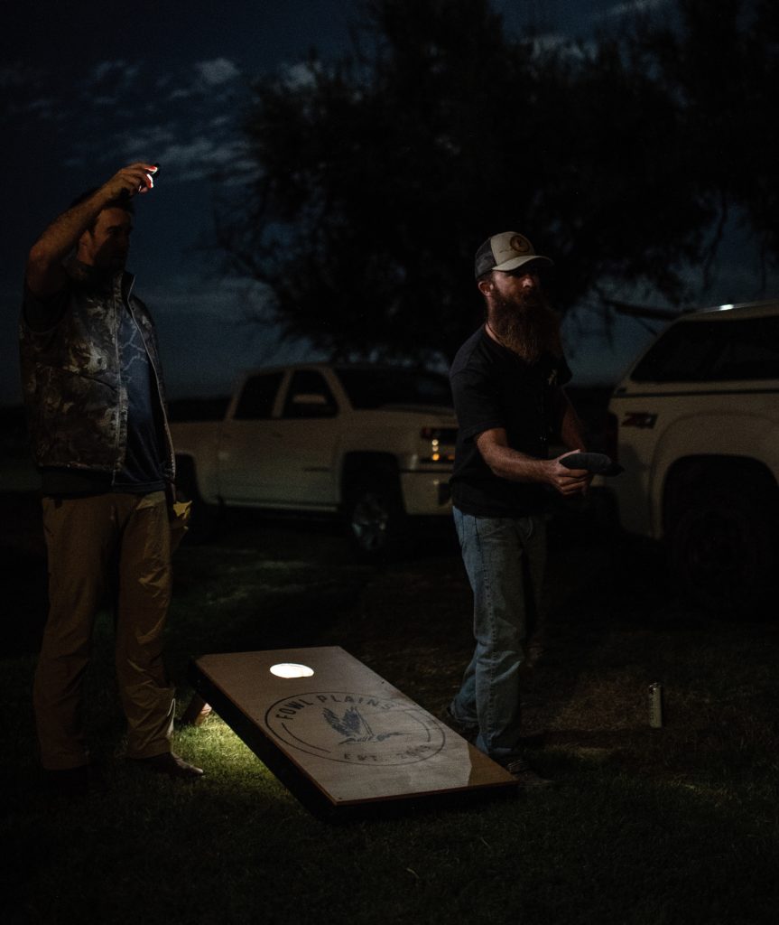 Fowl plains has epic goose and duck hunts but also fun corn hole 